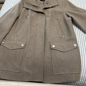 a.n.a Taupe Wool Blend Pocket Front Coat